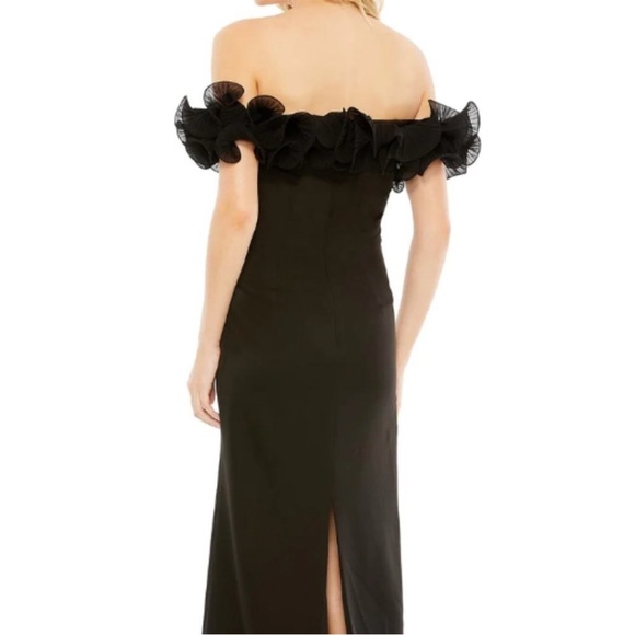 Mac Duggal Off The Shoulder Ruffle Column Gown Black 49643 - Picture 2 of 7